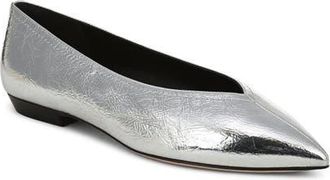 Veronica Beard Bancroft Pointed Toe Flat in Silver at Nordstrom, Size 5.5