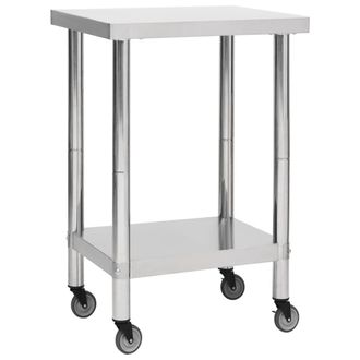 vidaXL Mesa De Trabajo Para Cocina Con Ruedas Acero Inox 60x60x85 Cm Vidaxl