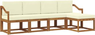 vidaXL Conjunto De Sof&aacute;s De Exterior 5 Uds. Natural Y Crema Vidaxl