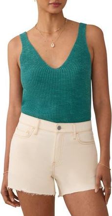 Faherty Miramar Linen & Organic Cotton V-Neck Sweater Tank in Deep Jungle at Nordstrom Rack, Size Xx-Large