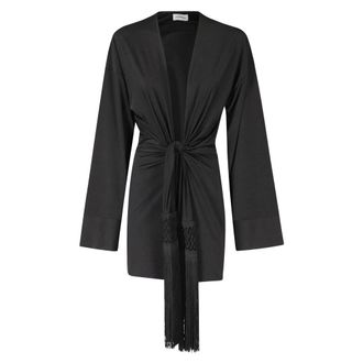 Andamane Hall Mini Robe - Dames - Nachtkleding & Lounge - Zwart - Maat: S Leer