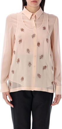 Fendi Peach Embroidered Georgette top