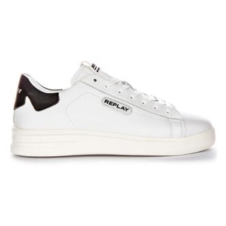 Replay White Black Leather Trainers