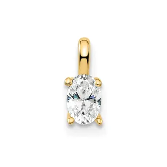Diamond2Deal 14k Yellow Gold Lab Grown Diamond Oval Solitaire Pendant (0.33ct, VS, G-H)