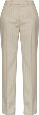 Acne Studios Wool Pinstripe Broeken - Dames - Straight fit broeken - Beige - M - Wol - Broeken