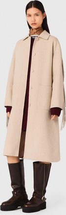 Maje Long Wool Coat - Beige - Maje
