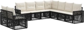 vidaXL Conjunto De Sof&aacute;s De Jard&iacute;n 9 Uds. Negro Y Blanco Crema Vidaxl