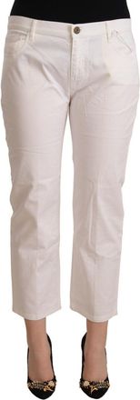 L'autre Chose Cotton Mid Waist Cropped blue Womens Jeans