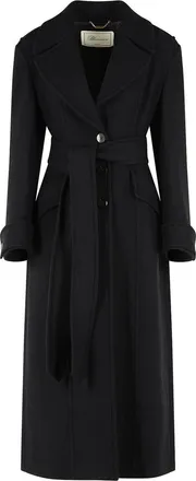 Blumarine Long Cloth Coat With Black Belt