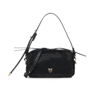 Pinko Bauletto Trittico Mini - Dames - Schoudertassen - Zwart - ONE Size - Leer - Tassen
