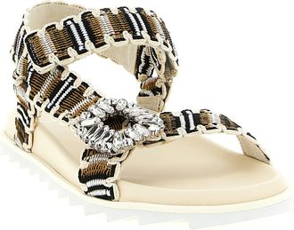 Roger Vivier Womens Multicolor Polyester Flat Sandals