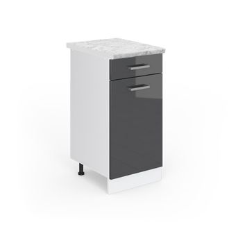Vicco Mueble Bajo De Cocina R-line, Antracita Alto Brillo, 40 Cm, Et M&aacute;rmol, Vicco