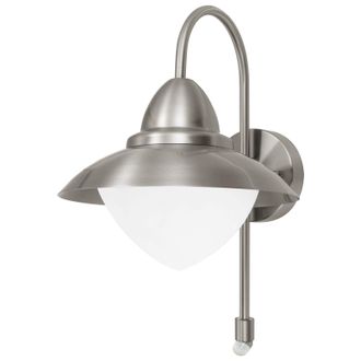 Loops IP44 Outdoor Offset Wall Light & PIR Sensor Stainless Steel 1 x 60W E27 Bulb in Metallics