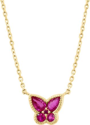 Effy Natural Ruby Butterfly Pendant Necklace in Red at Nordstrom Rack, Size 18