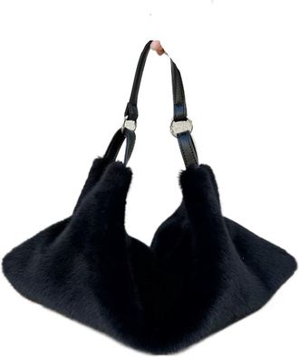 Generic Womens Plush Bags Plush Crossbody Bag Womens Single Shoulder Handbag Large Capacity Casual Autumn Winter Fashionable All-Match(Color 01)