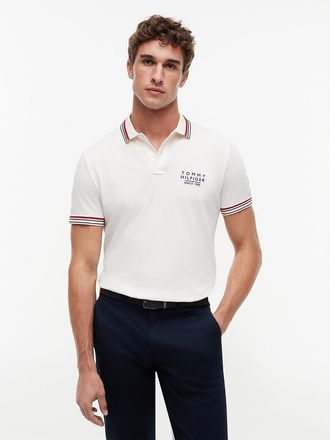 Tommy Hilfiger Mens Regular Fit Tipped Smooth Cotton Polo - White - XXL
