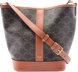 Celine Pre-owned Small Bucket Triomphe Coated Canvas Shoulder Bag - Pre-owned - Mujer - Marr&oacute;n - ONE SIZE