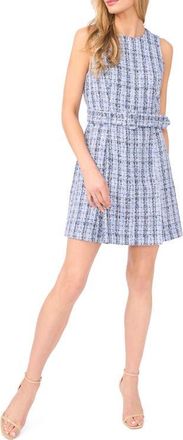CeCe by Cynthia Steffe Belted Tweed Minidress in Bellflower Blue at Nordstrom, Size 6