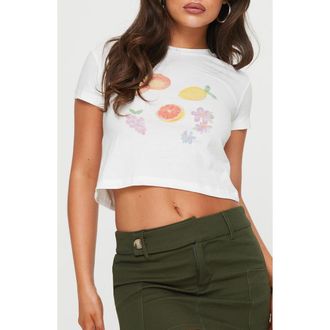 Princess Polly Arri Graphic Crop Top in White at Nordstrom, Size 2