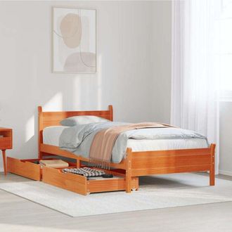 vidaXL Estructura De Cama Sin Colch&oacute;n Madera De Pino Marr&oacute;n 90x200 Cm Vidaxl
