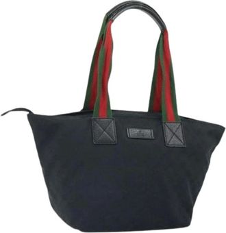Gucci Pre-owned Tote Bags, female, Black, Size: ONE SIZE Pre-owned Canvas Tote Bag