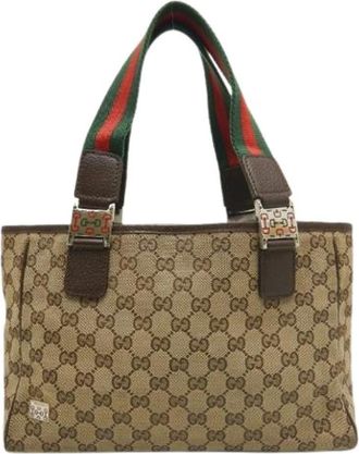 Gucci Pre-owned Tote Bags, female, Beige, Size: ONE SIZE Pre-owned Sherry Line Handbag