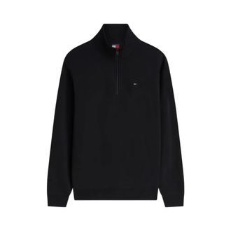 Tommy Jeans Flag Fleece Half-Zip Sweatshirt - Heren - Sweatshirts & Hoodies - Zwart - Maat: L Fleece