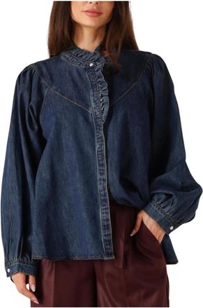Suncoo Lively Blouse - Dames - Spijkeroverhemden - Blauw - M - Katoen - Overhemden