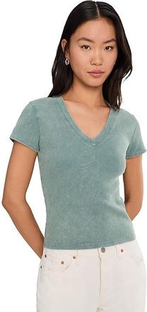 Lilla P Sunwashed Cap Sleeve V-Neck Womens Clothing Seagreen Wash : XS, Cotton/Spandex