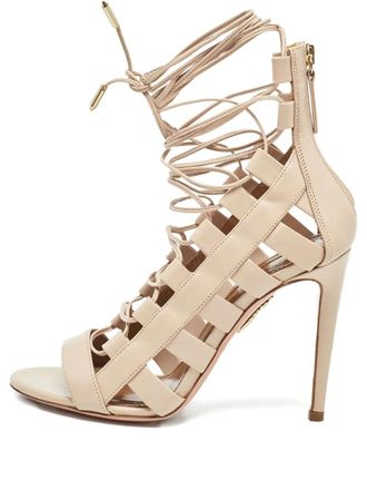 Aquazzura pre-owned Amazon lace-up sandals - Neutrals