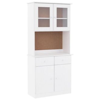 Berkfield Home Highboard ALTA White 77x35x165 cm Solid Wood Pine | Size: 77 x 35 x 165 cm