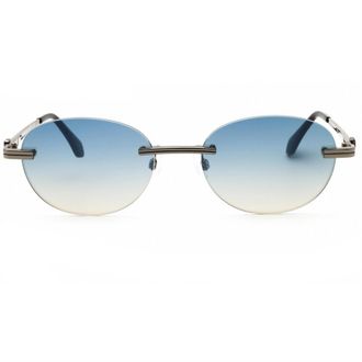 Palm Angels Mens Accessories Crystal Rectangle Sunglasses in Gold/Grdnt Blue - One Size