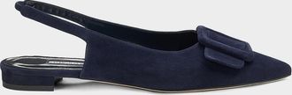 Manolo Blahnik Maylura Suede Buckle Slingback Flats