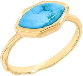 Tiramisu 14K Over Silver 2.20 Ct. Tw. Natural Turquoise Solitaire Ring