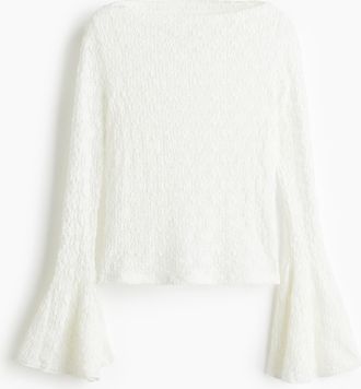 H&M Shirt mit Trompetenärmeln - White