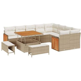 vidaXL Conjunto De Sof&aacute; De Jard&iacute;n Con Coj&iacute;n 12 Pcs Beige Y Crema Vidaxl