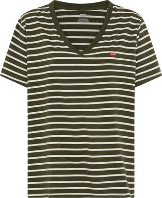 Levi's Plus Kurzarmshirt LEVIS PLUS V NECK TEE, Damen, Gr. XXXL (54/56), stripe deep depths, Jersey, Obermaterial: 100% Baumwolle, gestreift, figurumspielend h&uuml;ft