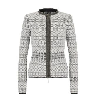 Giorgio Armani Slim Short Jacket - female - Giorgio Armani - Cardigans - Gray - S - Knitwear
