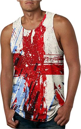 Generic Union Jack Flag Mens Workout Shirts England Flag Casual Button Down Hawaiian Shirts Relaxed-Fit Palm Tree Printed Summer Short Sleeve Aloha Beach Holi