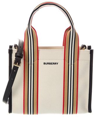 Burberry Stripe Canvas & Leather Tote