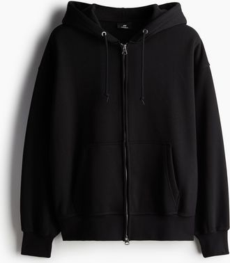 H&M Oversized Hoodiejacke mit Zipper - Schwarz