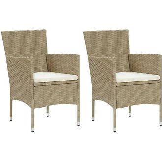 vidaXL Vidaxl - Sillas De Jard&iacute;n 2 Unidades Rat&aacute;n Sint&eacute;tico Beige