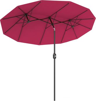 OEM Sombrilla Doble De Jard&iacute;n 295x152x222 Cm Con Inclinaci&oacute;n De 45&deg; Y Manivela Manual Para Terraza Balc&oacute;n Piscina Rojo