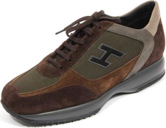 Hogan Interactive H Flock - Heren - Sneakers - Bruin - 43 1/2 EU - Leer - Schoenen