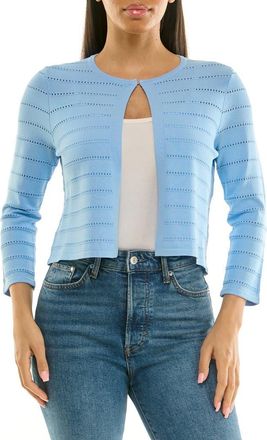 Nina Leonard Pointelle Stitch Bolero in Rainwater at Nordstrom Rack, Size X-Large