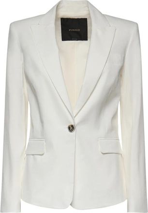 Pinko Button Jacket - Dames - Blazers - Wit - S - Leer - Jassen