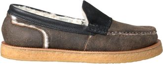Dolce & Gabbana Luxe Leren Bont Loafers Schoenen - Heren - Loafers - Zwart - 40 1/2 EU - Leer - Schoenen