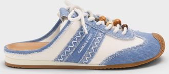 Charles & Keith Denim & Leather Slip-On Sneakers