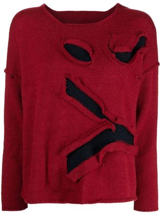 Yohji Yamamoto cut-out logo jumper - Red