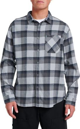 Quiksilver Penmar Check Cotton Flannel Button-Up Shirt in Quarry at Nordstrom, Size Xx-Large